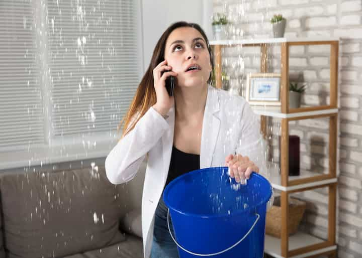 A leaking ceiling in need of emergency water damage cleanup services in Bethlehem, PA.